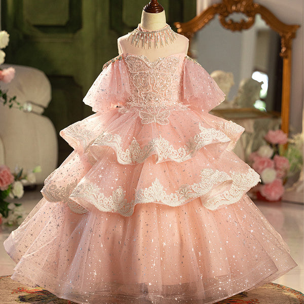 Cute Baby Girl Sequins Puffy Dress Toddler Pageant Birthday Ball Gown