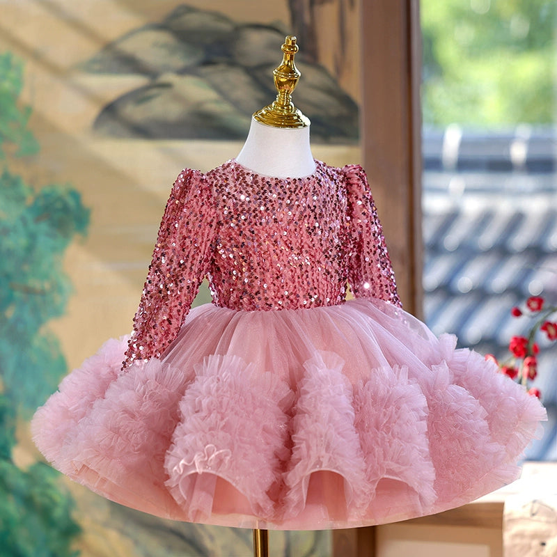 Luxurious Christmas Flower Girl Sequins Dress Toddler Birthday Party Princess Dress