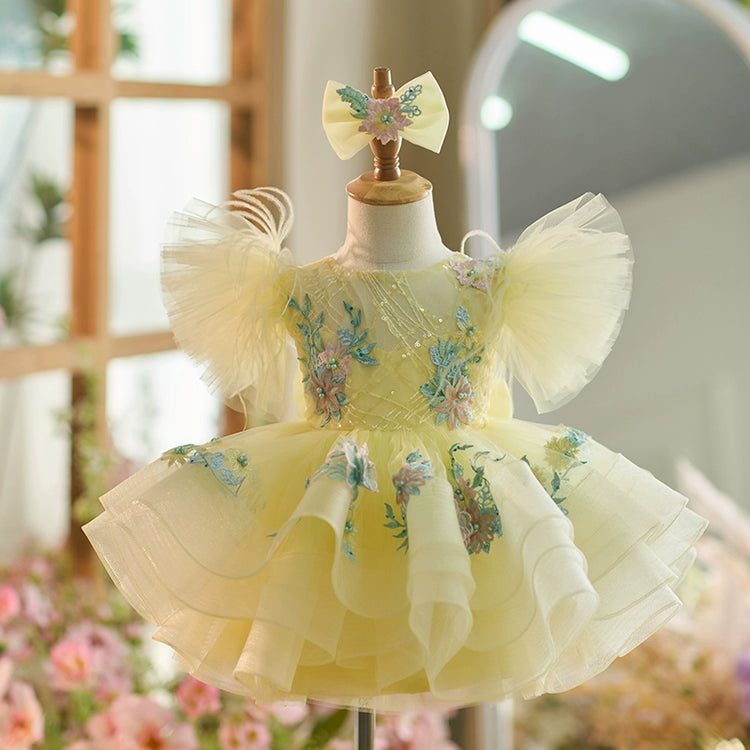 Luxurious Baby Girl Puffy Flowers Dress Toddler Beauty Pageant Princess Dress