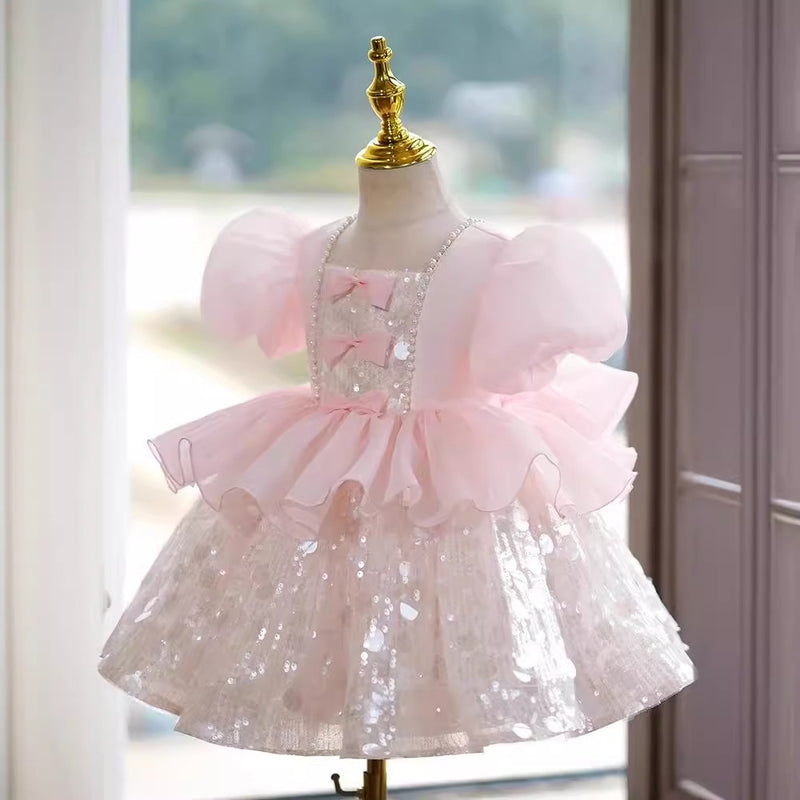 Cute Baby  Girl Sequins Summer Dress Toddler Birthday Princess Dress