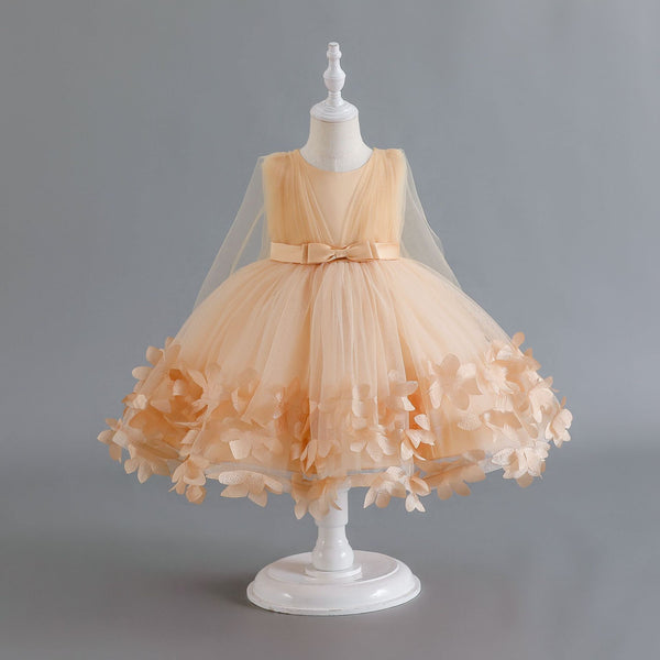 Sleeveless Cape Dress Tulle Princess Dress