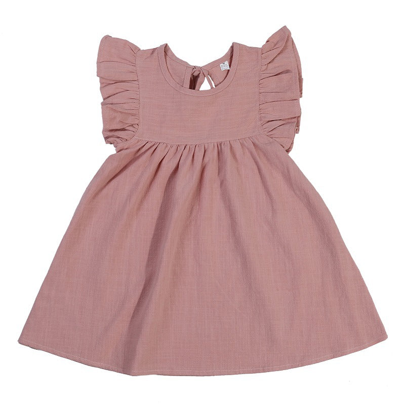 Summer Baby Girls Solid Color Princess Dress