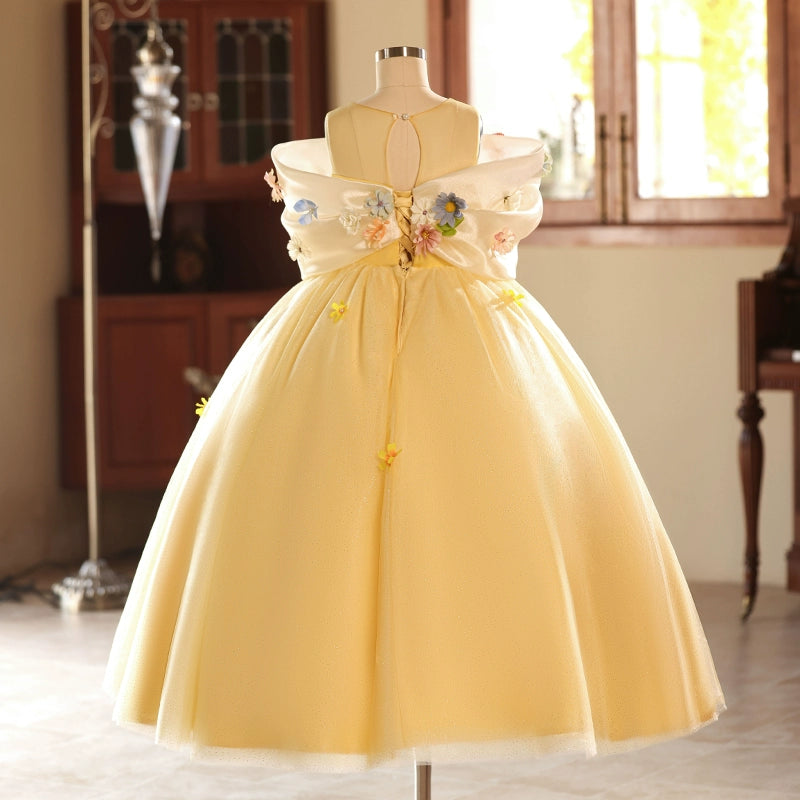 Children's Yellow Ball Princess Dress Flower Girl Wedding Dress