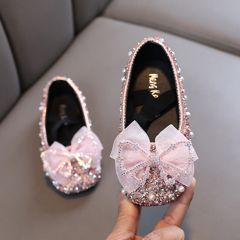 Cute Girls bow-knot Beauty Pageant Sequins Princess Shoes