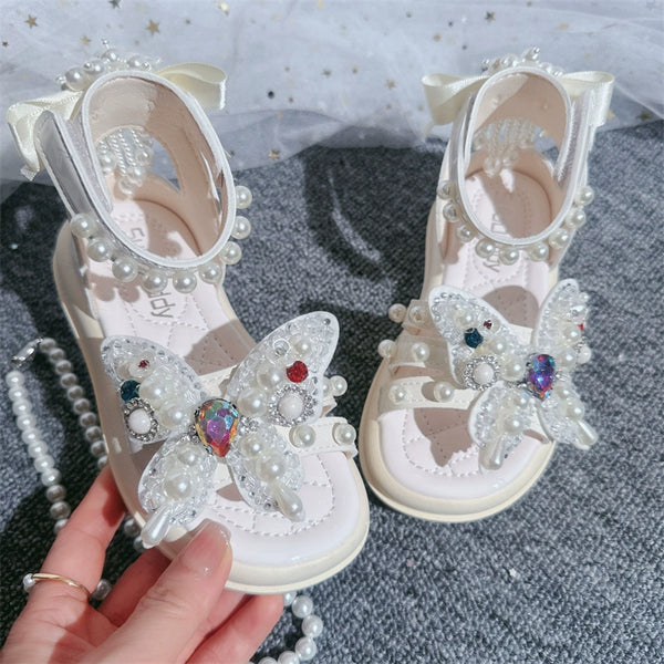 Girls Sandals Roman Butterfly Shoes Princess Sequins Flower Girl Shoes