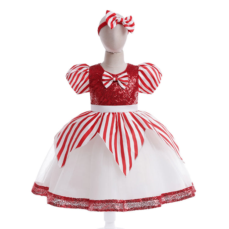 Cute Striped  Christmas Dress Baby Girl Christmas Dress