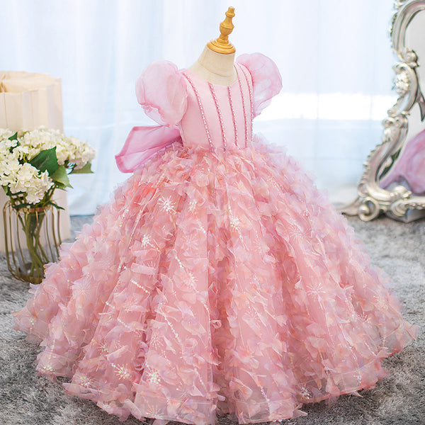 Flower Girl Little Girl Birthday Dress Pink Princess Dress