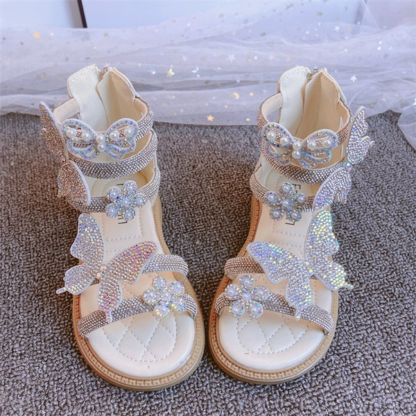 Girls Summer Sandals Rhinestone Shoes Girls Roman Sandals