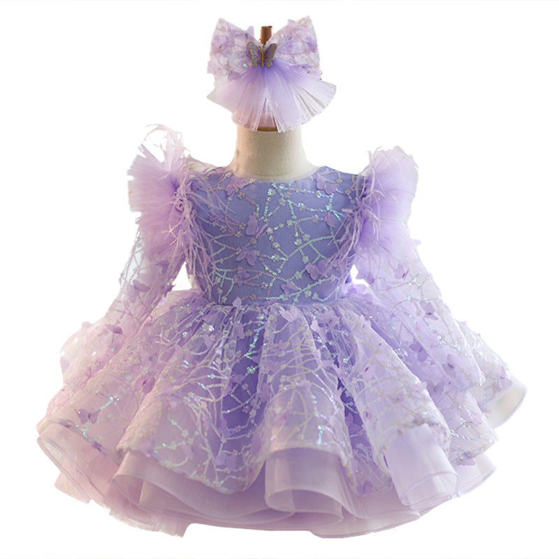 Elegant Baby Girl Puffy Festival Dress Toddler Birthday Party Princess Dress