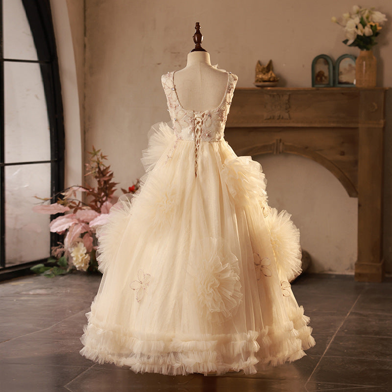 Flower Embroidery Fluffy Princess Dress Birthday Dress