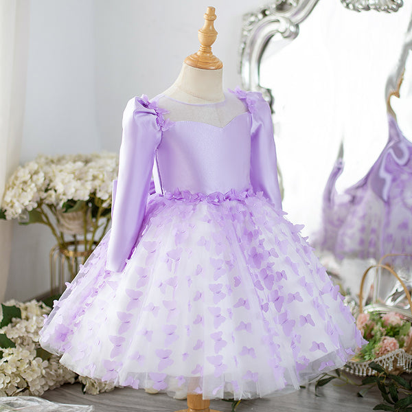Elegant Baby Bow Pageant Dresses Toddler Mesh Party Princess Dresses