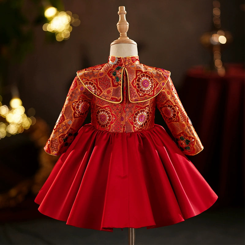 Red Girls Birthday Dress Baby Girl New Year Princess Dress