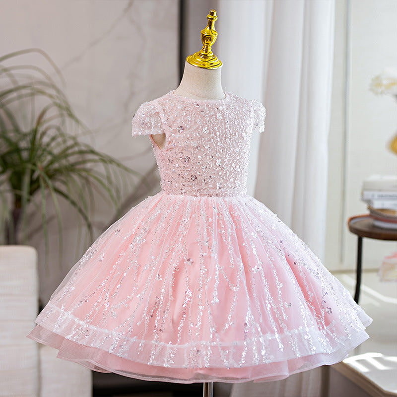 Elegant Baby Girl  Beauty Pageant  Sequined Dress Toddler Birthday First Communion Princess Dress