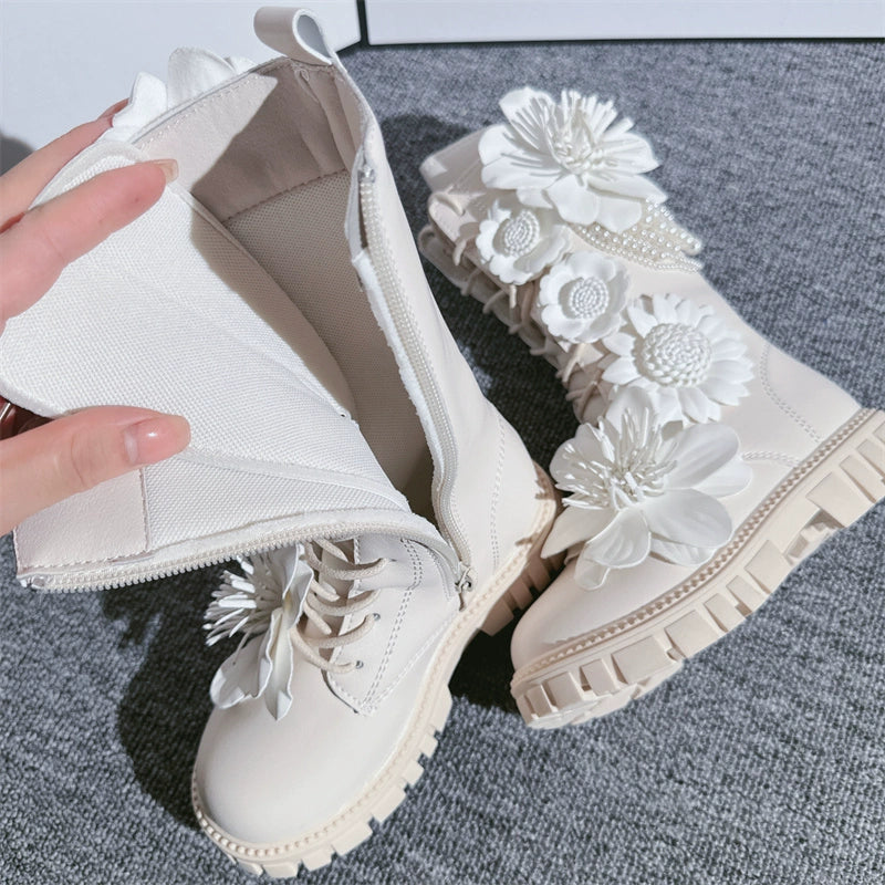 Luxurious Girls Boots Roman Shoes  Girls Flower Shoes