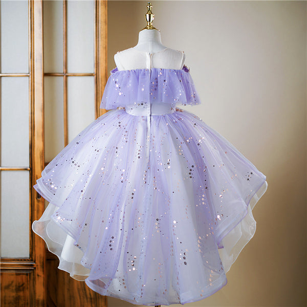 Elegant Baby Girls Purple Sequin Princess Dress Toddler Prom Dress