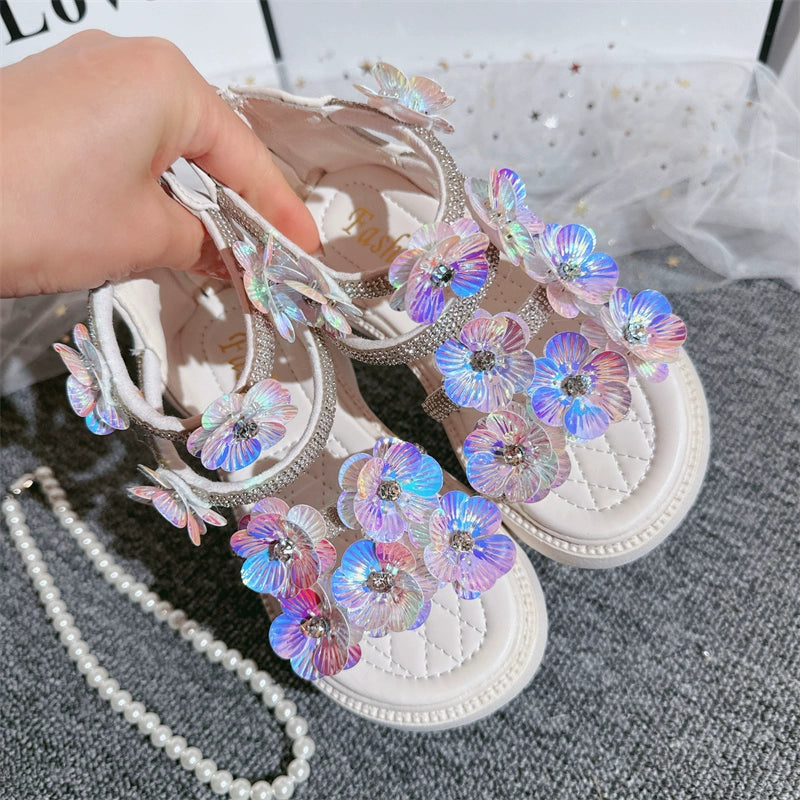 Girls Sandals Roman Shoes Princess Sequins Flower Girl Shoes