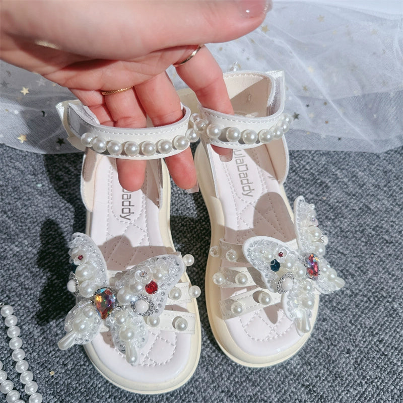 Girls Sandals Roman Butterfly Shoes Princess Sequins Flower Girl Shoes