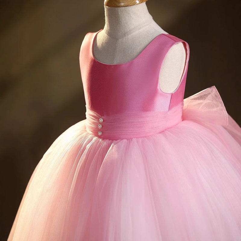 Pink Girl Birthday Dress Flower Girl Wedding Dress Puffy Princess Dress