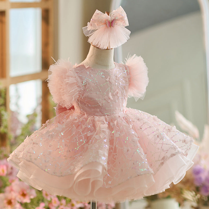 Fluffy flower girl dress best sale