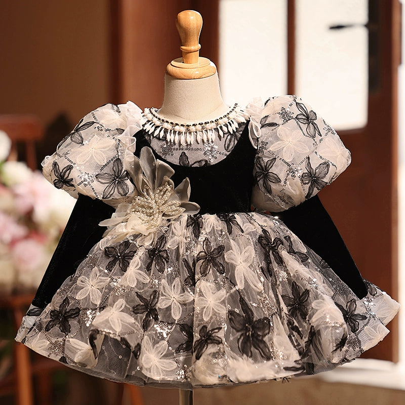 Luxurious Flower Girl Sequin Dress Toddler Birthday Pageant Princess Dress