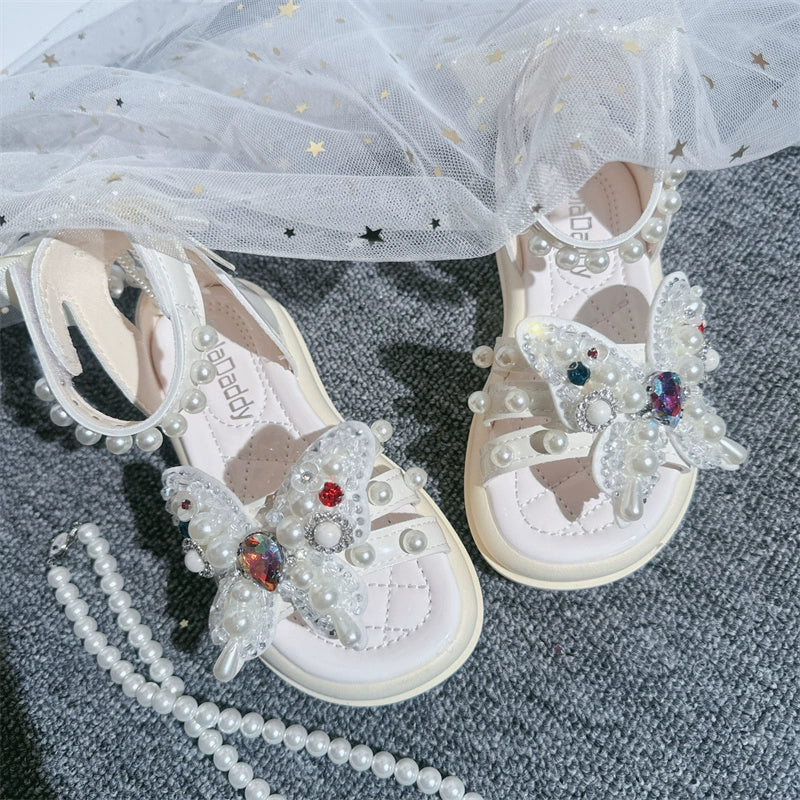 Girls Sandals Roman Butterfly Shoes Princess Sequins Flower Girl Shoes