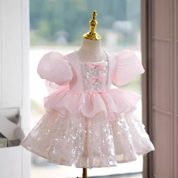 Cute Baby  Girl Sequins Summer Dress Toddler Birthday Princess Dress