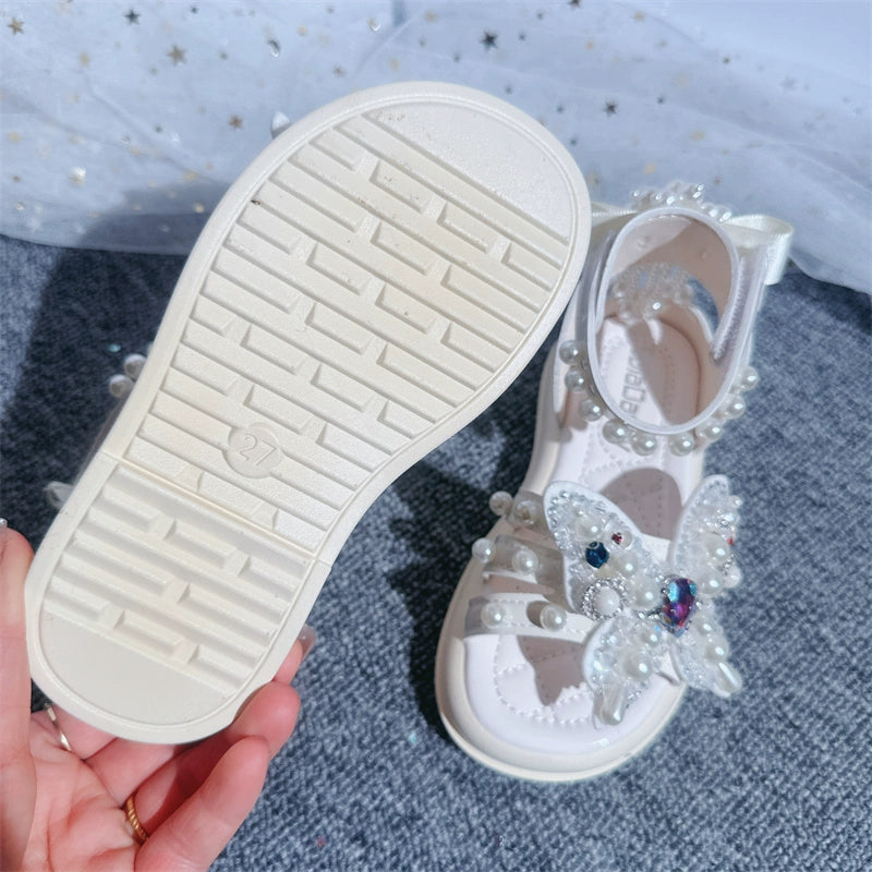 Girls Sandals Roman Butterfly Shoes Princess Sequins Flower Girl Shoes