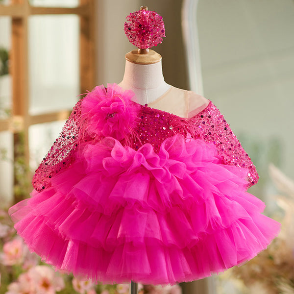 Luxurious Baby Girl Puffy Sequined Festival Dress Toddler Birthday Party Princess Dress