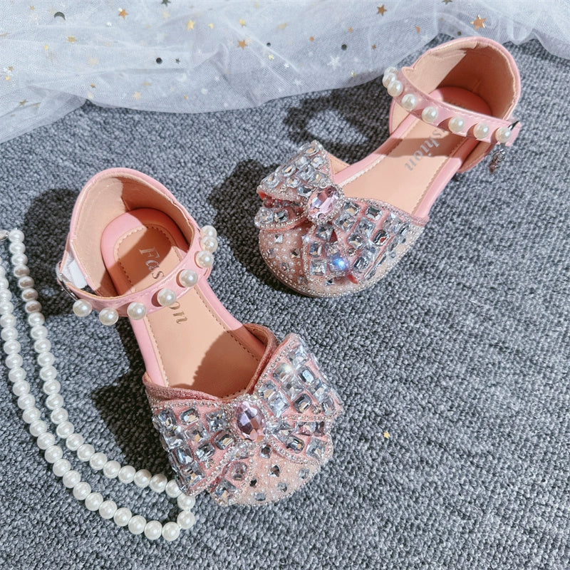 Cute Summer  Baby Girls Pink Pearl Bow-knot Shoes