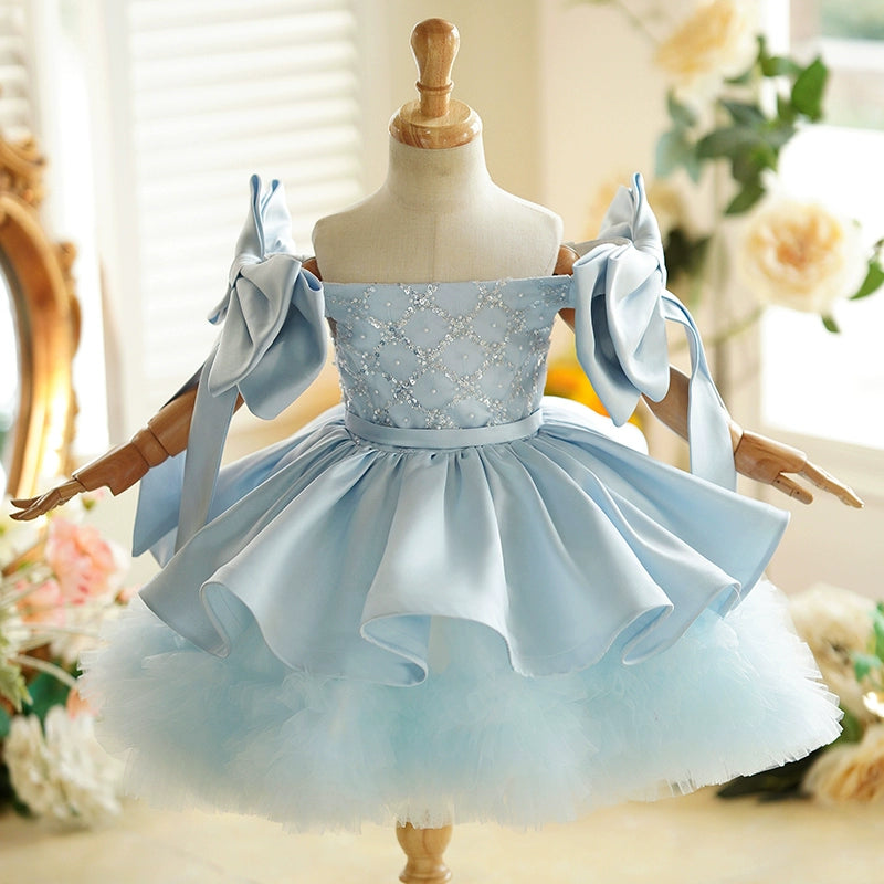 Cute  Flower Girl Cake Dress Toddler Birthday Beauty Pageant Princess Dress