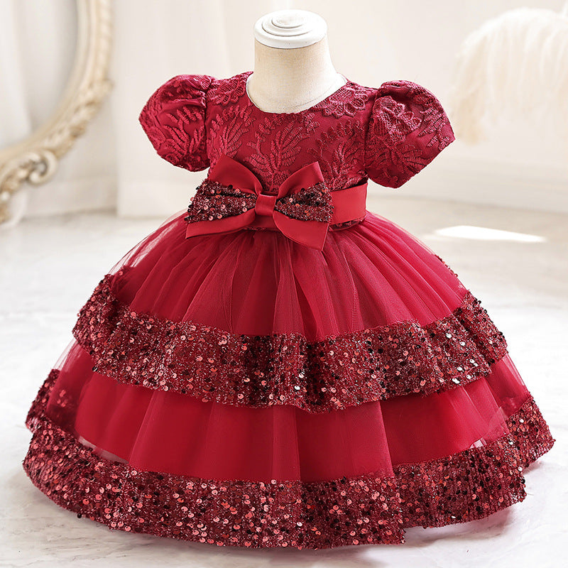 Elegant Baby Girls Bow Princess Dress Toddler Everyday Dress
