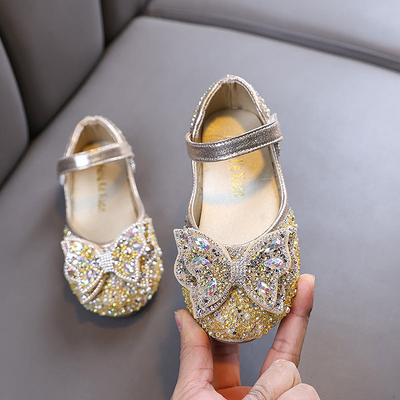 Cute Girls Princess Diamond Leather Shoes Dance Shoes