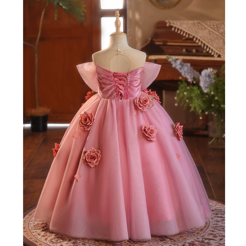 Pink Girls Dresses Girls Pageant Princess Rose Dresses