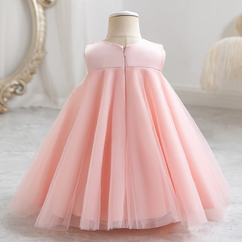 Girls Birthday Elegant Dress Girls Sleeveless Fluffy Dress