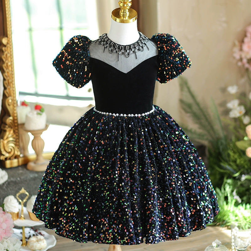 Black sequin flower girl dress on sale