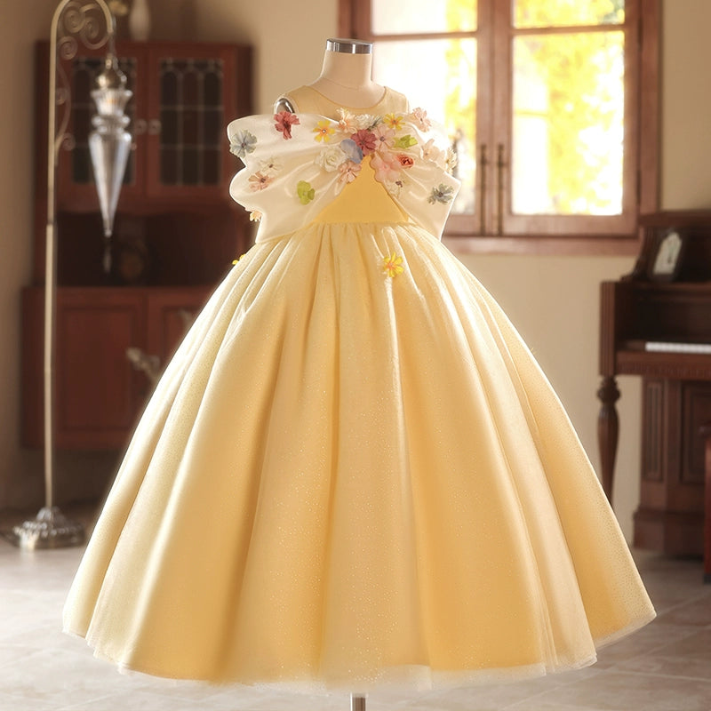 Children's Yellow Ball Princess Dress Flower Girl Wedding Dress