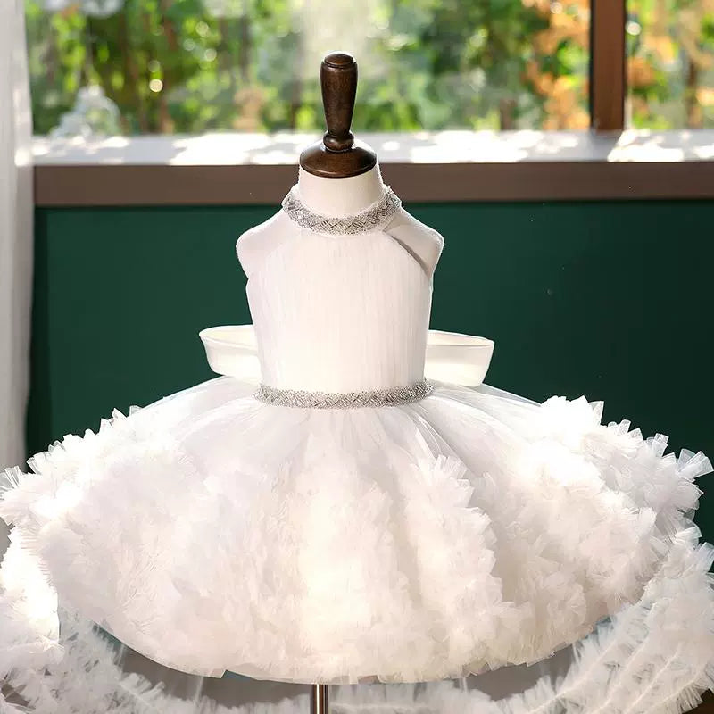 Girls White Pageant Dress Flower Girl Princess Dress