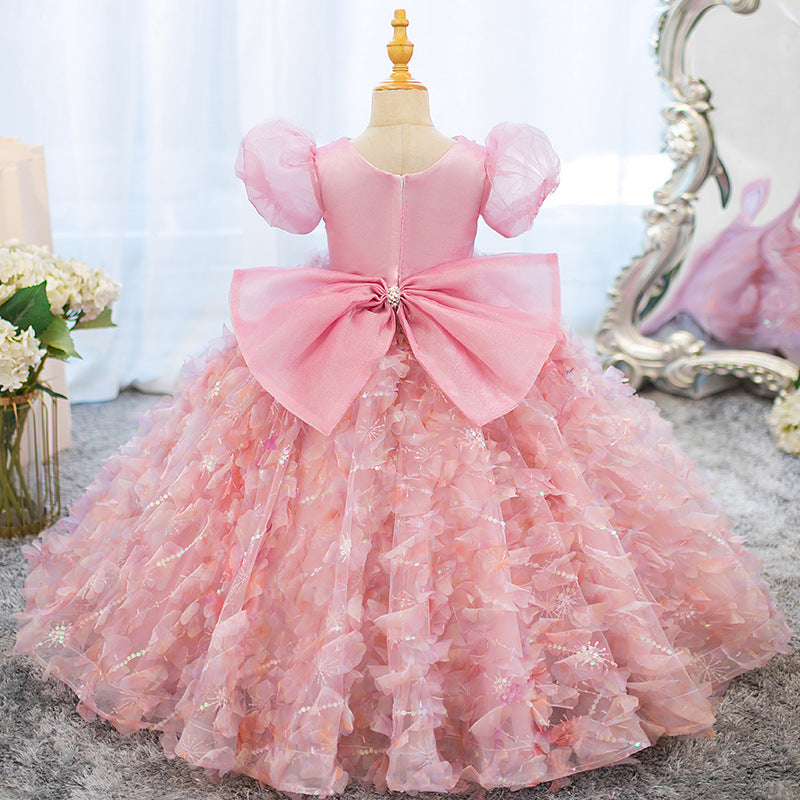 Flower Girl Little Girl Birthday Dress Pink Princess Dress