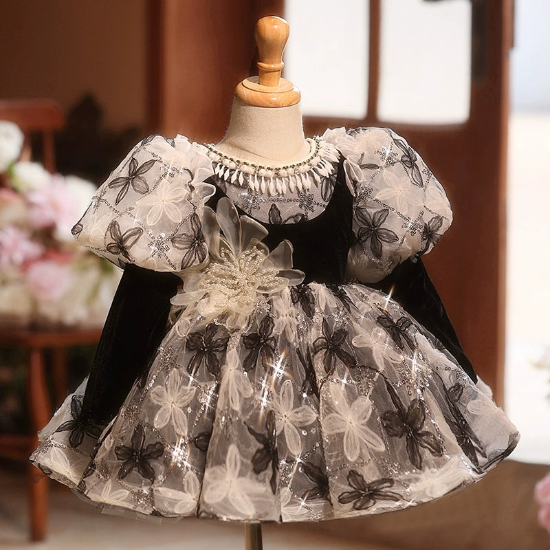 Luxurious Flower Girl Sequin Dress Toddler Birthday Pageant Princess Dress