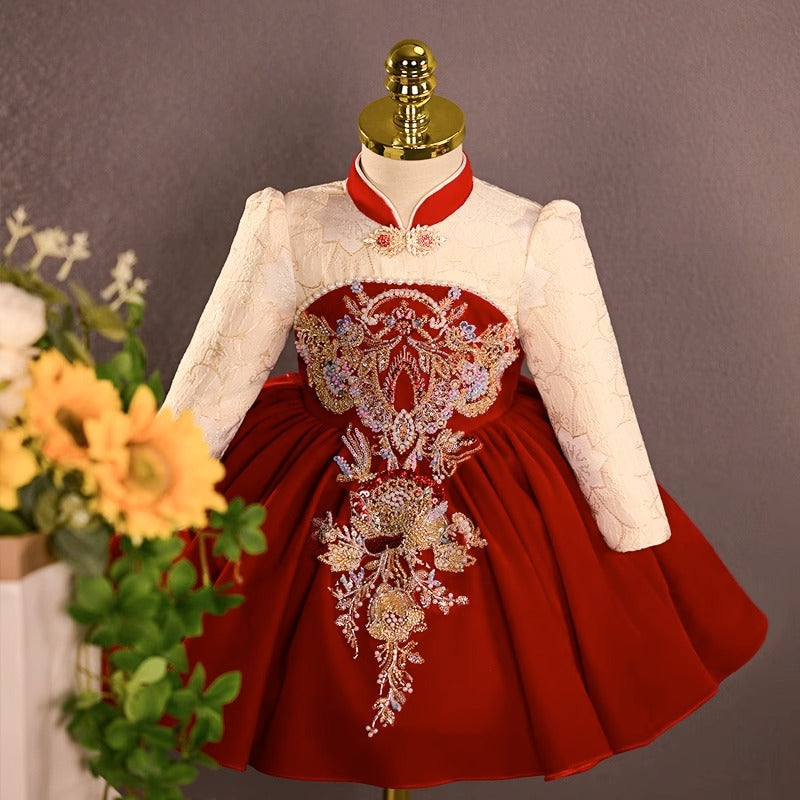 Christmas Dress  Girls Embroidered Princess Dress Girls Christening Dress