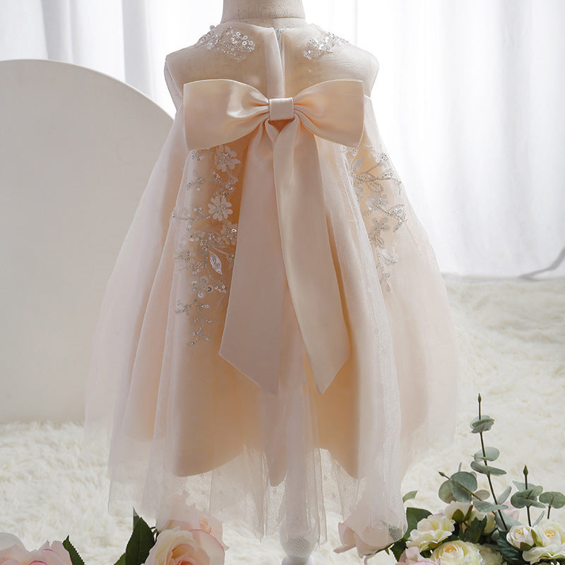 Cute Baby Girls Christening Dress Toddler Embroidery Sequins Birthday Party Princess Dress