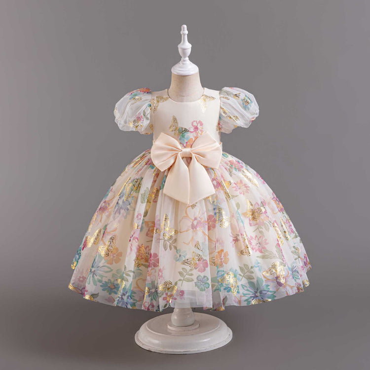 Organza Printed Dress Flower Girl Dress Princess Dress