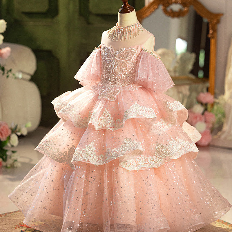 Cute Baby Girl Sequins Puffy Dress Toddler Pageant Birthday Ball Gown