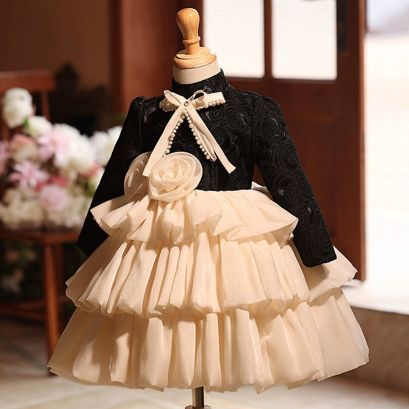 Flower Girl  Christmas Dress Black Puffy  Dress Toddler Birthday Pageant Princess Dress