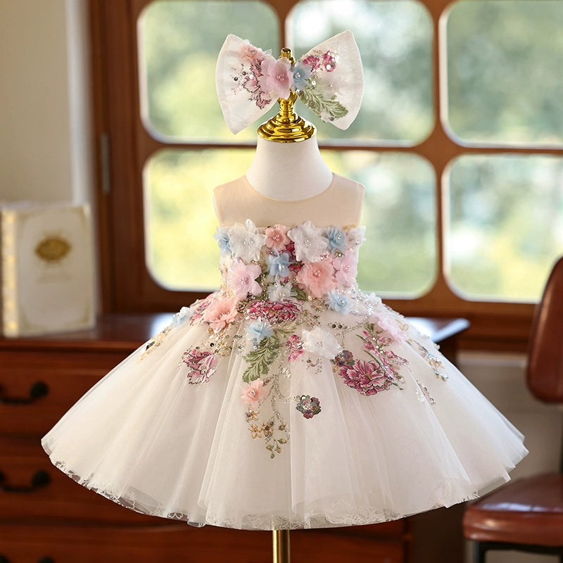 Elegant Girls Flower Birthday Princess Dress Flower Girl Wedding Dress