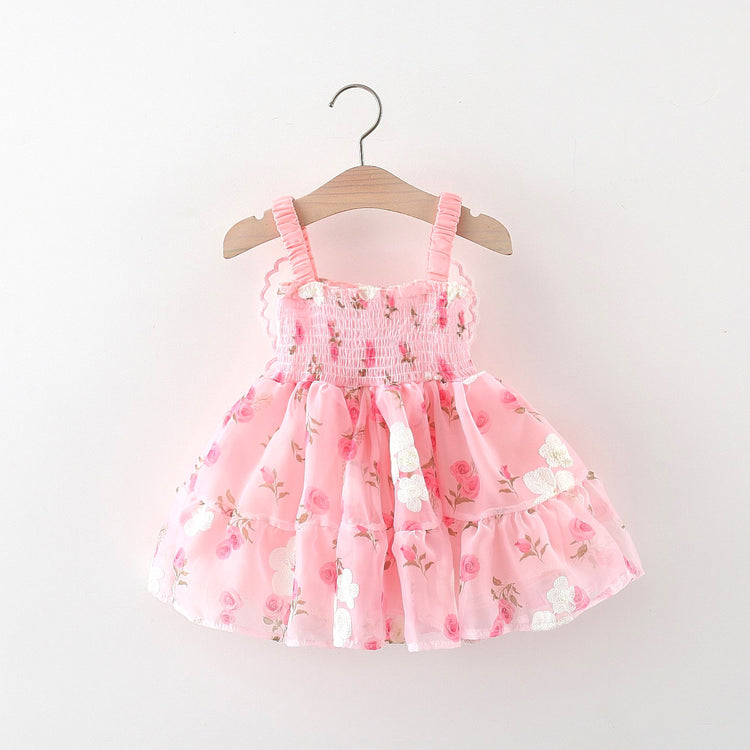 Girls Flower Dress Summer Girls Butterfly Wings Suspender Dress