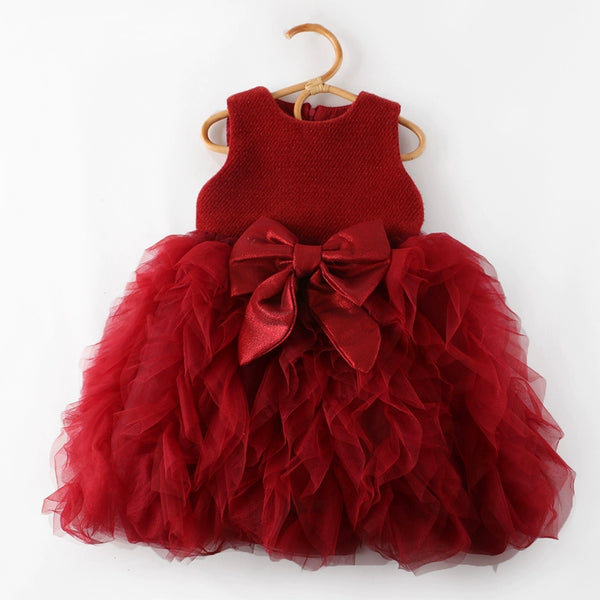 Girls Birthday Dress Children's Woolen Vest Princess Dress