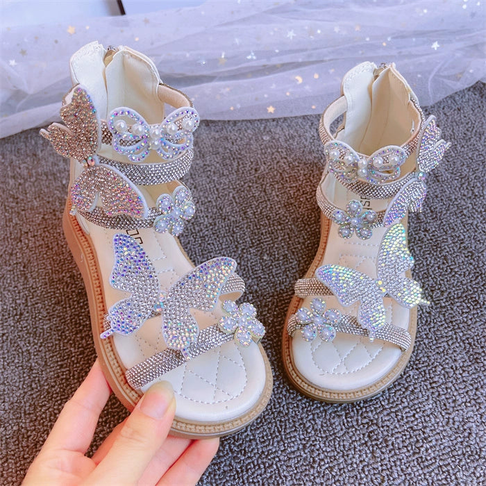 Girls Summer Sandals Rhinestone Shoes Girls Roman Sandals