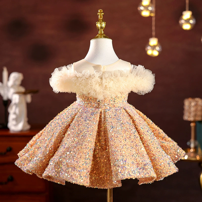 Elegant Baby Girl Sequin Christmas Dress Toddler Birthday Princess Dress