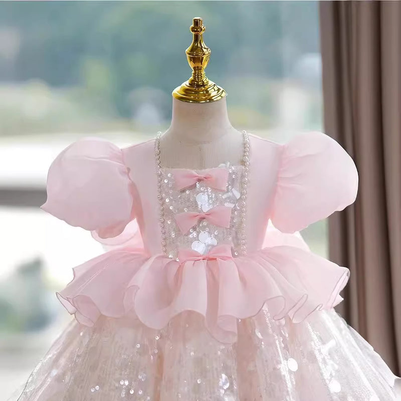 Cute Baby  Girl Sequins Summer Dress Toddler Birthday Princess Dress